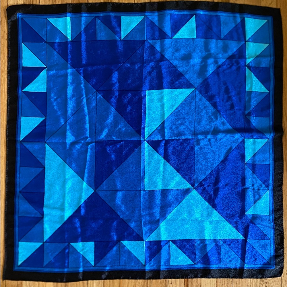 Blue Geometric Patterned Vintage Scarf